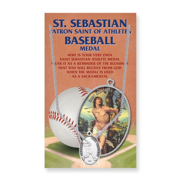 Necklace-Oval-Baseball-St Sebastian-24"