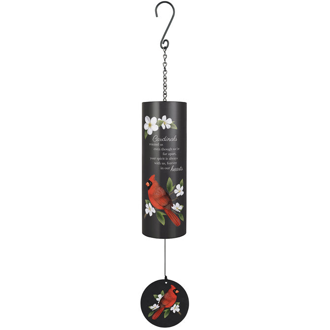 Windchime-36"-Black Cylinder-Cardinals