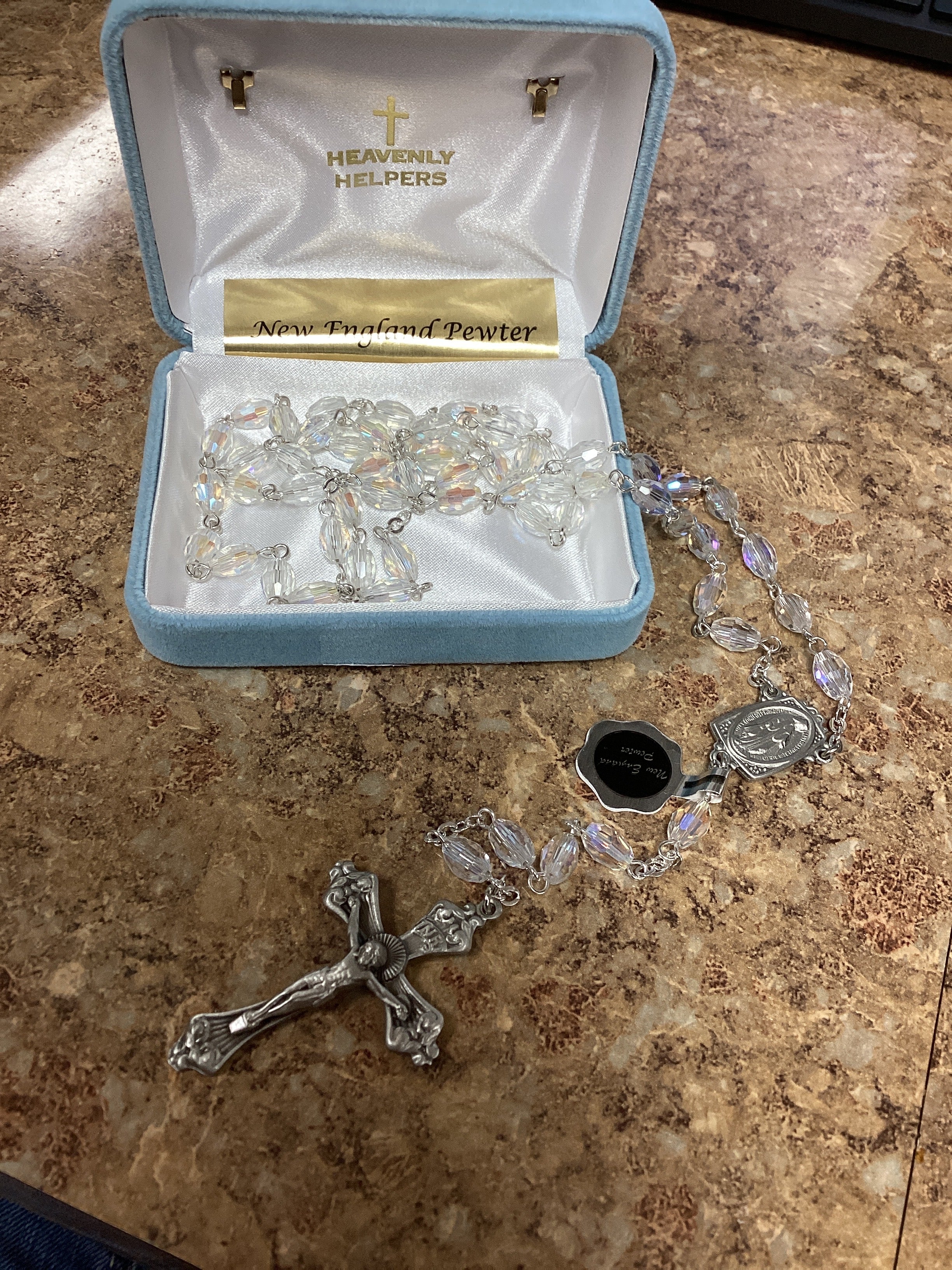 Rosary-6mmx9mm -Crystal-Pewter-PR1375CR