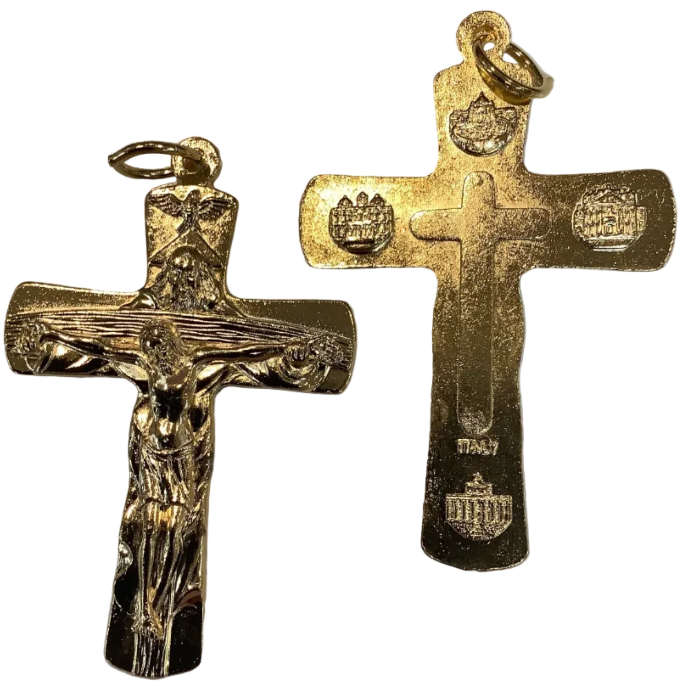Crucifix Medal-Trinity-2 3/4-Goldplated