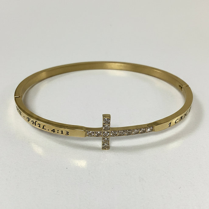 Bracelet-Php 4:13-Sideways Cross-Christ My Strength-7.5"