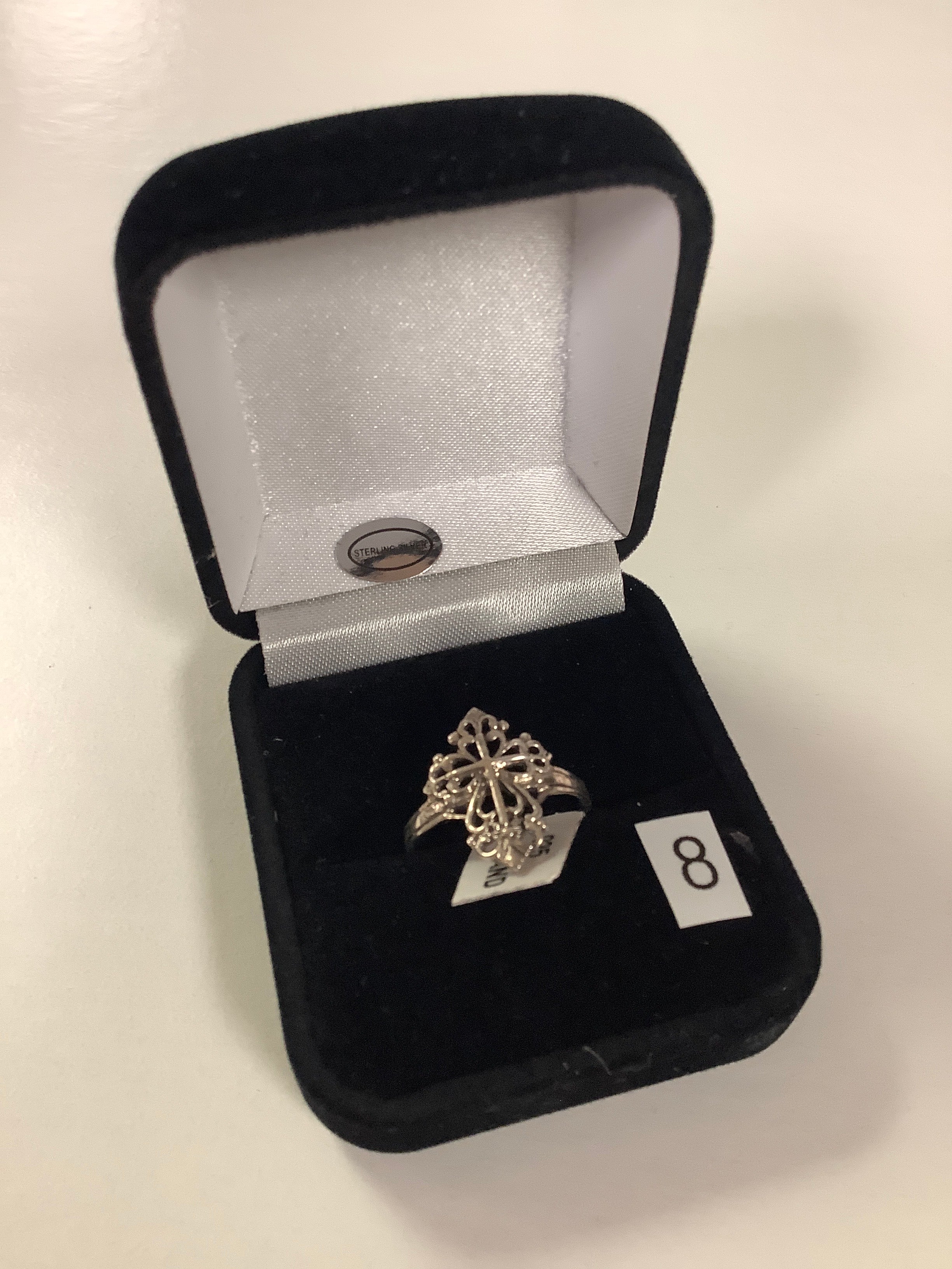 Ring/SS/8/Filigree Cross