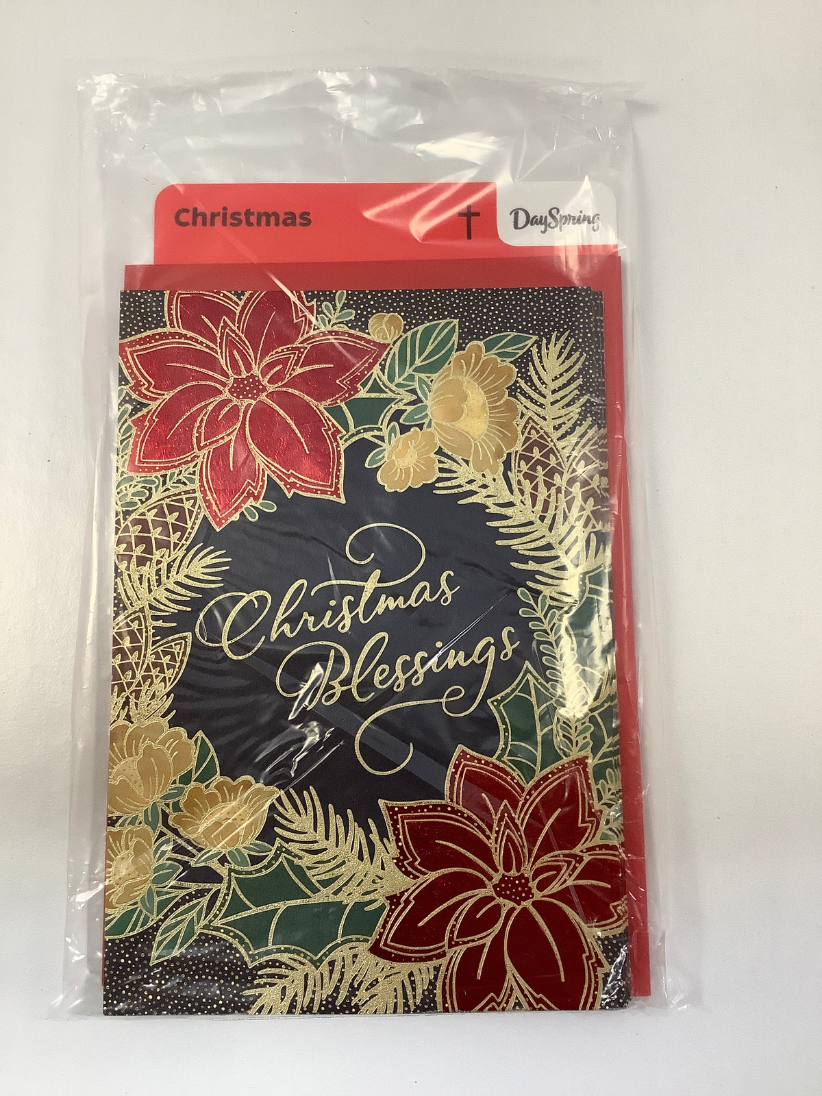Card-Anyone-Christmas-Navy Poinsettia Wreath-6241092