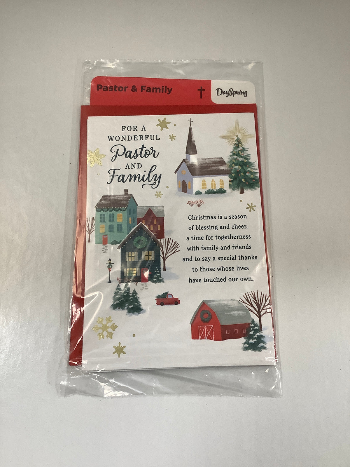 Card-Pastor & Family-Christmas-Church Village Snow-6186805