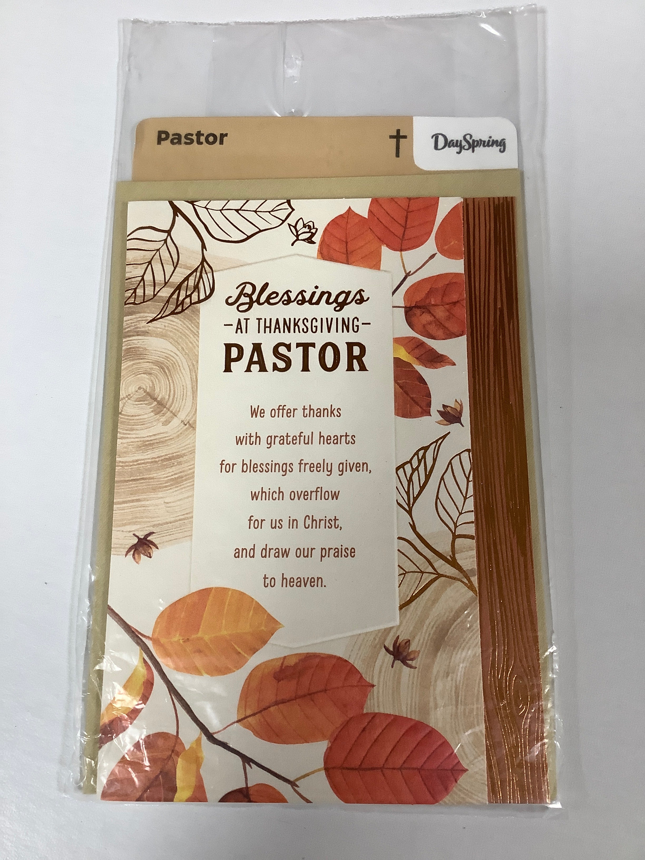 Card-Pastor-Thanksgiving-Orange Leaf-U1316
