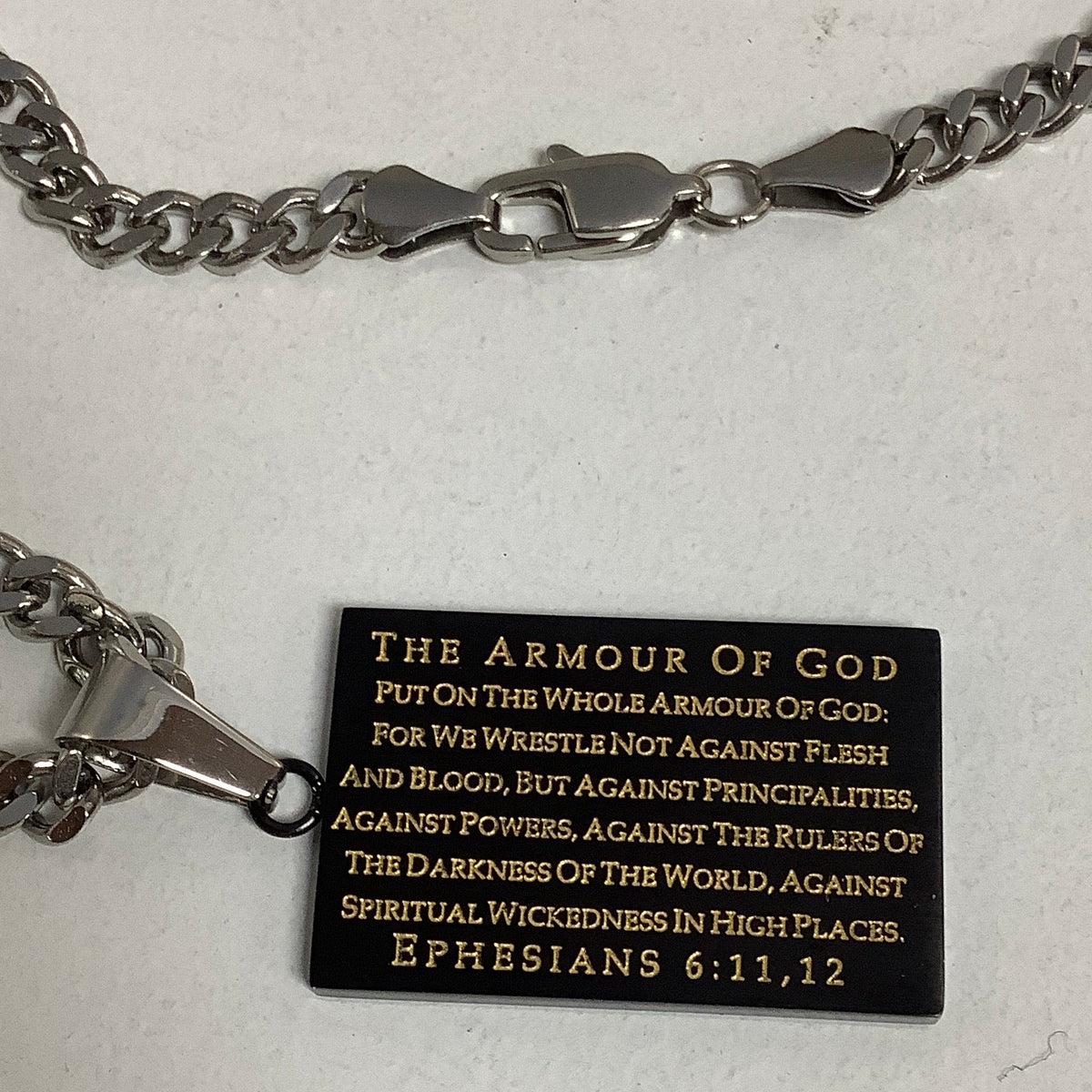 Necklace-Eph 6:10-18-Rivet Shield-Armor of God-24"