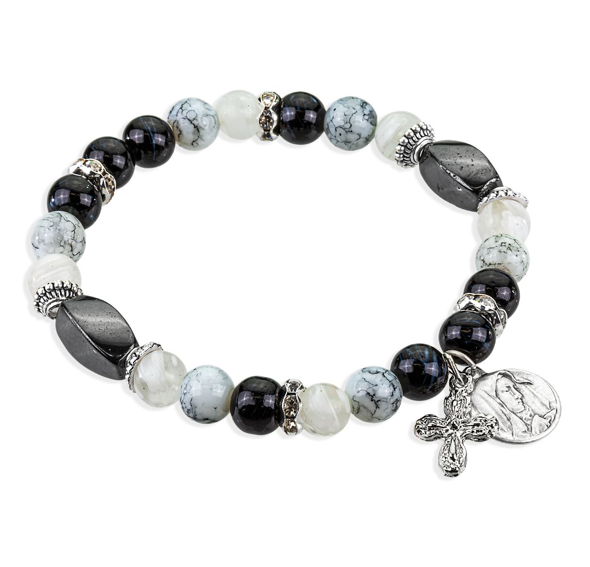 Bracelet/White/Black/Beads/Sorrow