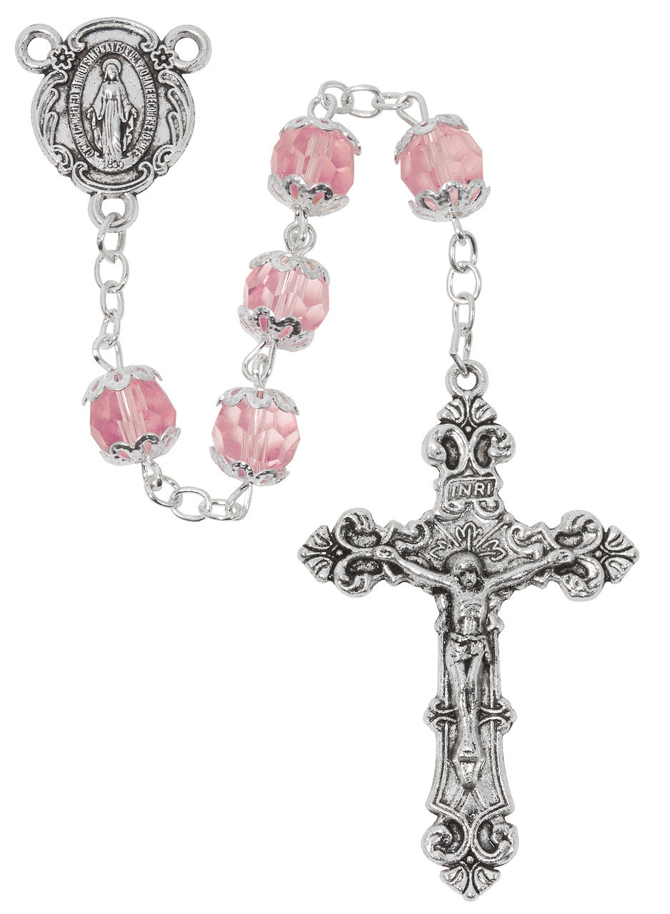 Rosary/7mm/Capped Rose