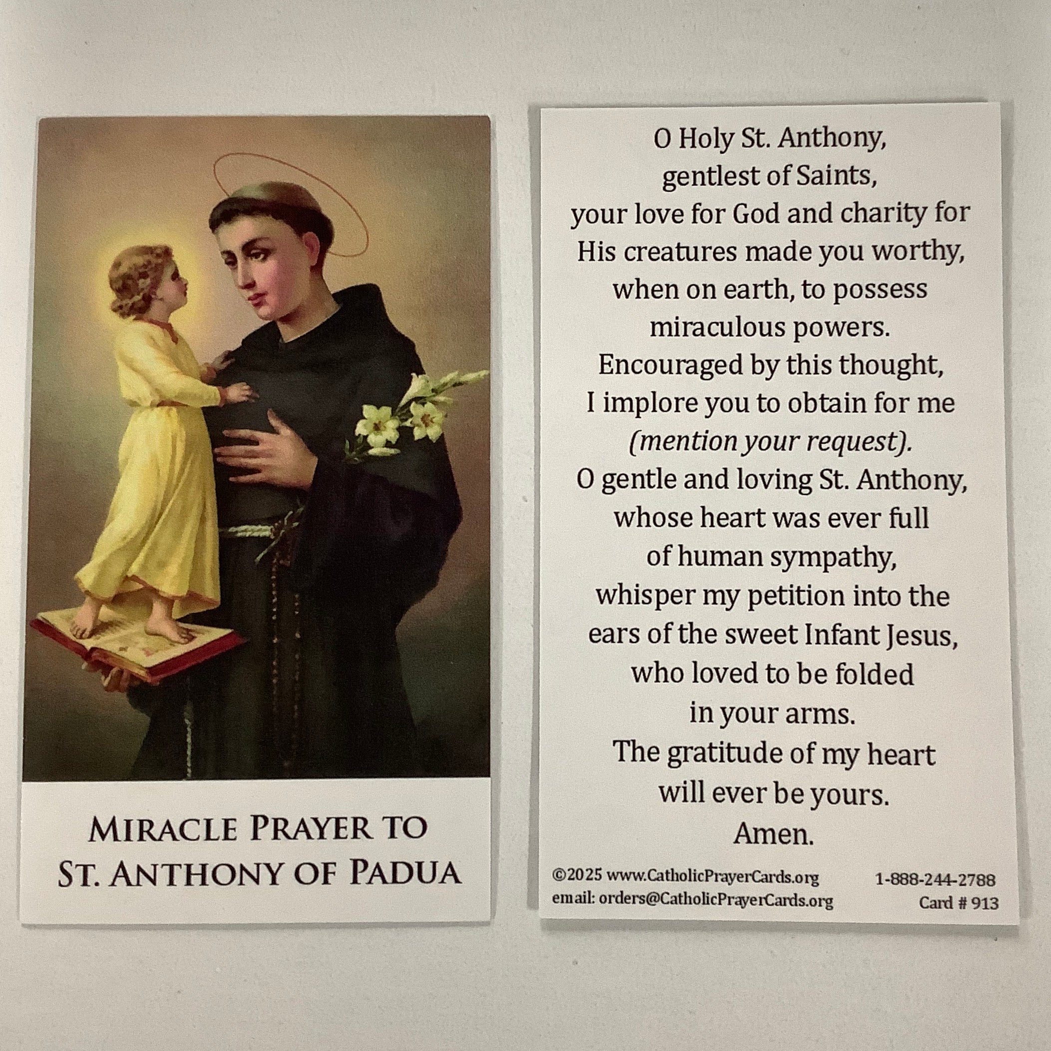 BM-#913/CPC-St. Anthony Miracle Prayer Card