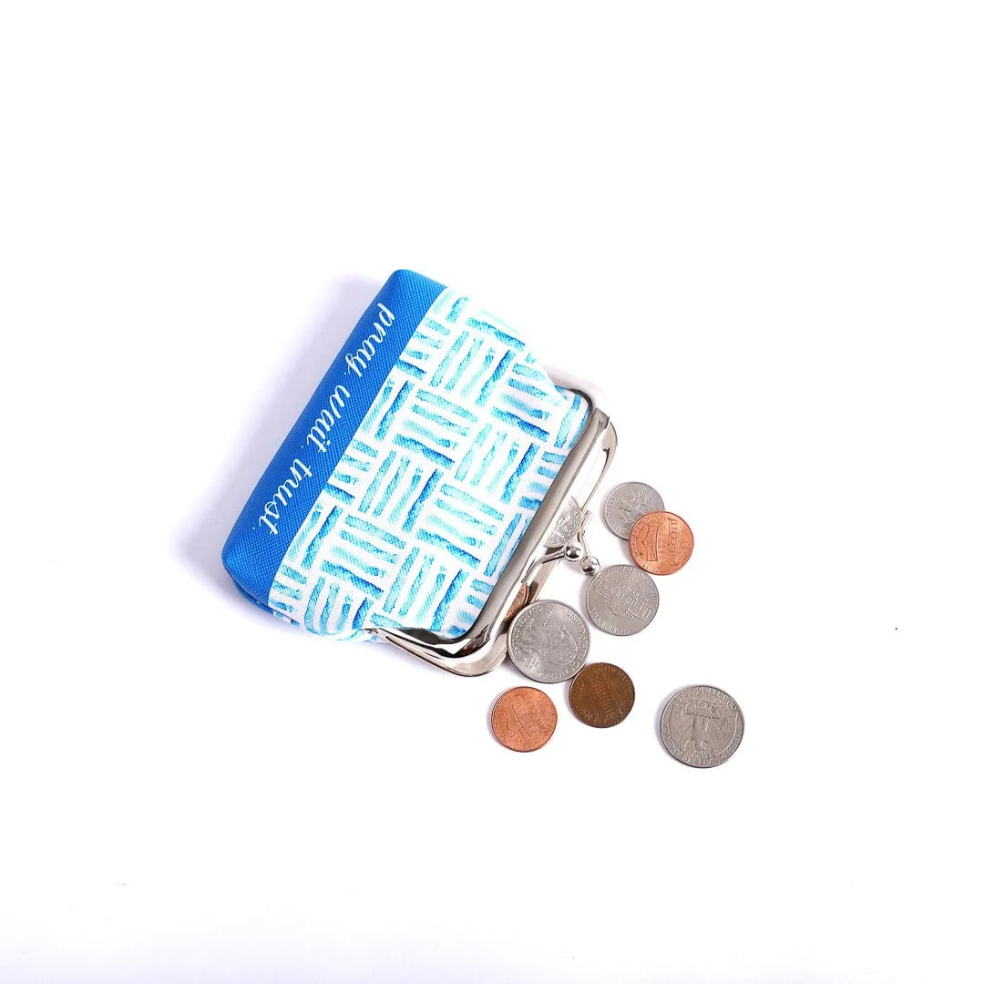 Coin Purse-Pray Wait Trust-Blue
