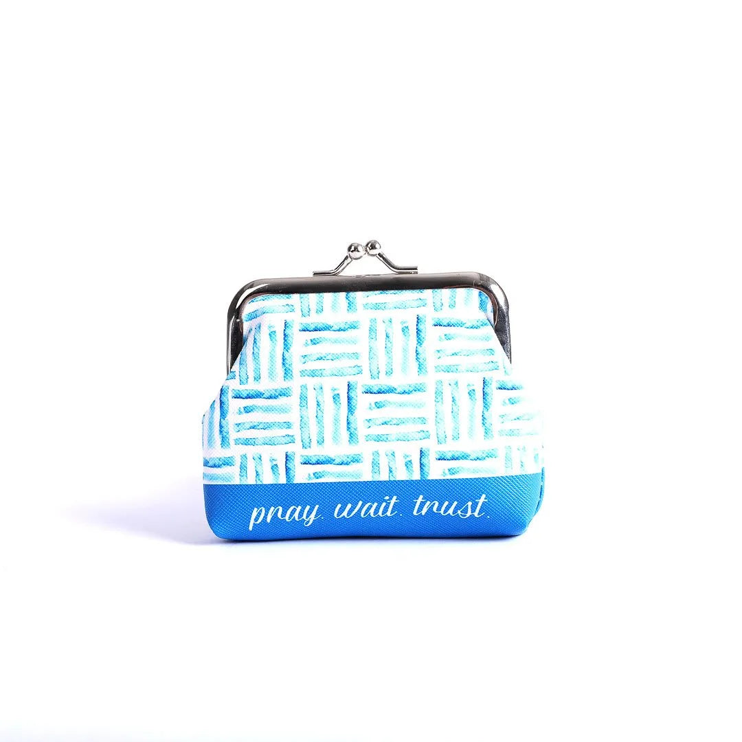 Coin Purse-Pray Wait Trust-Blue