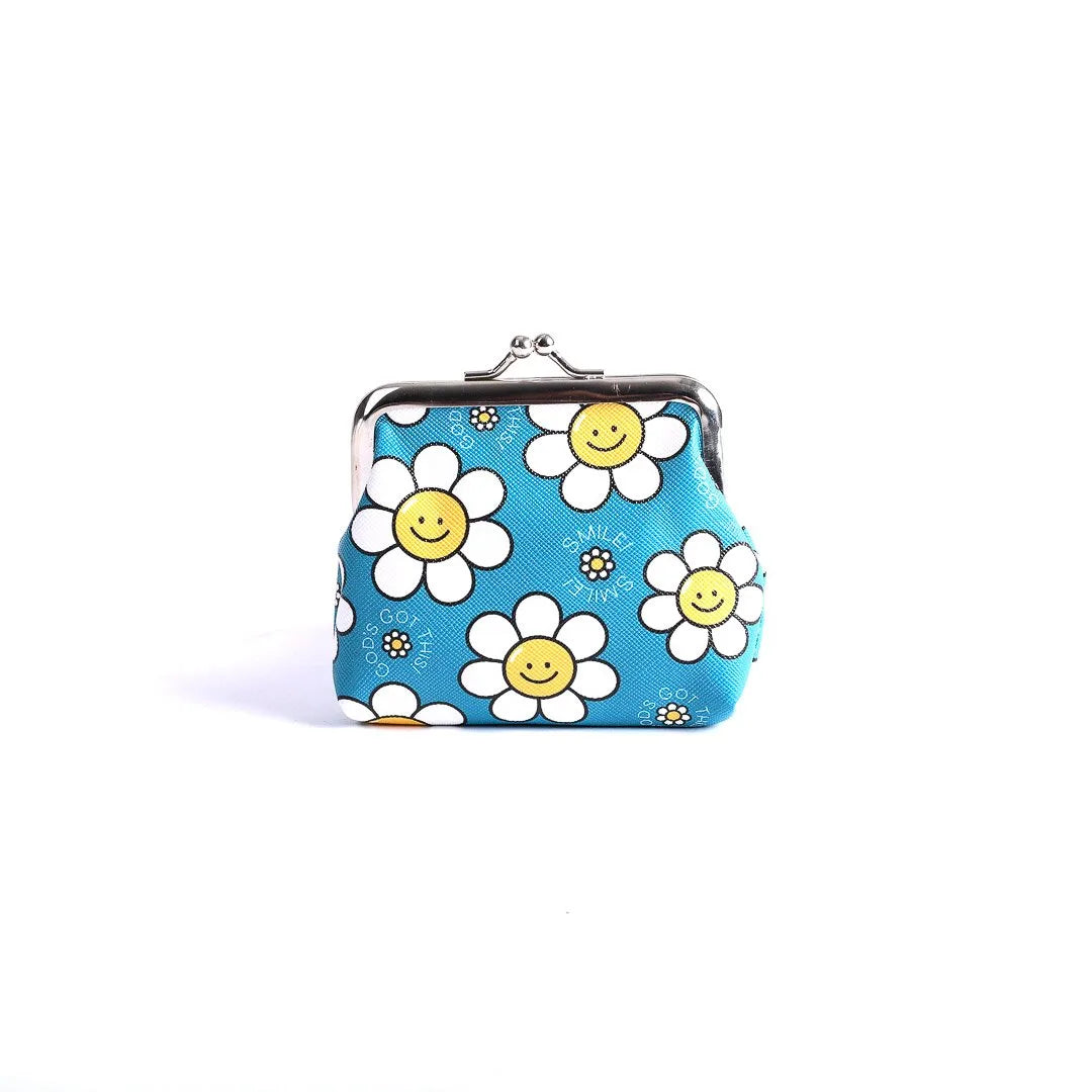 Coin Purse-Smile Daisies-Teal-71617