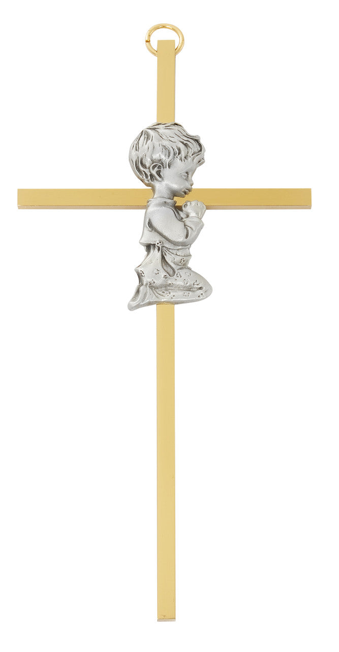 Cross-Brass-Praying Boy-6"