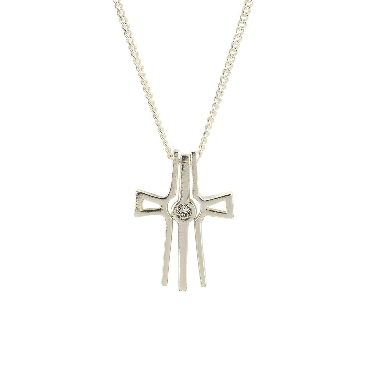 Necklace-Trinity Cross Stone-18"-73-8048P