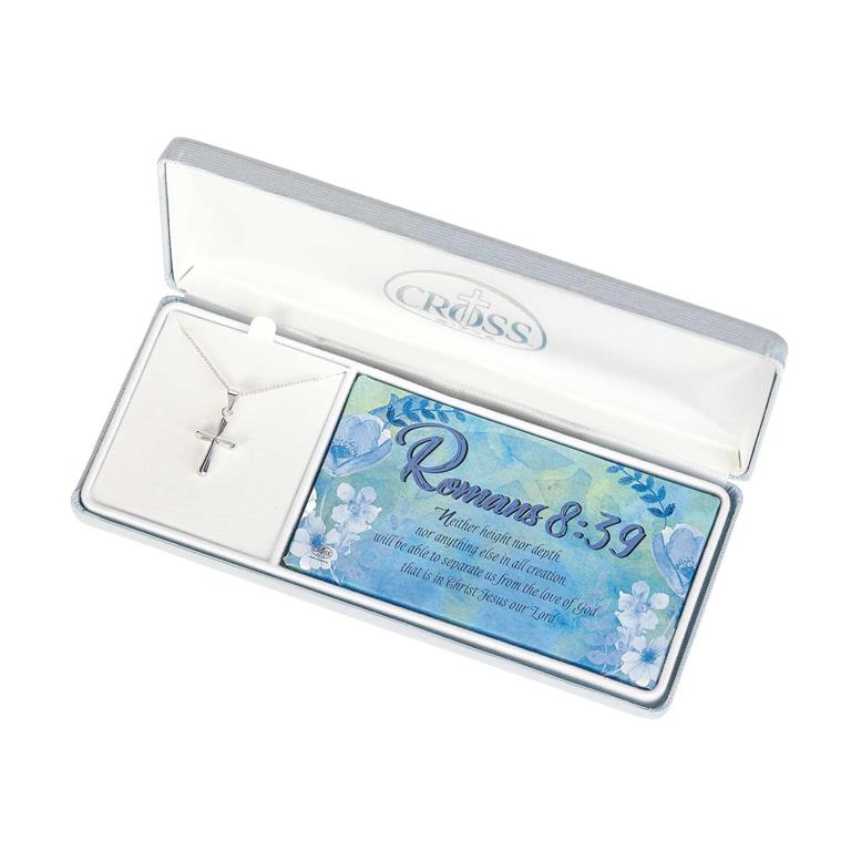 Necklace-Cross-18"-Romans 8:39-73-8055P
