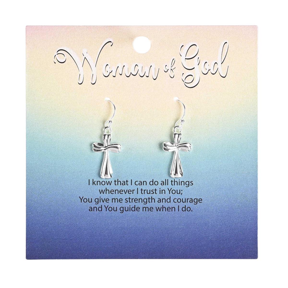Earrings-Cross-Silver Plated