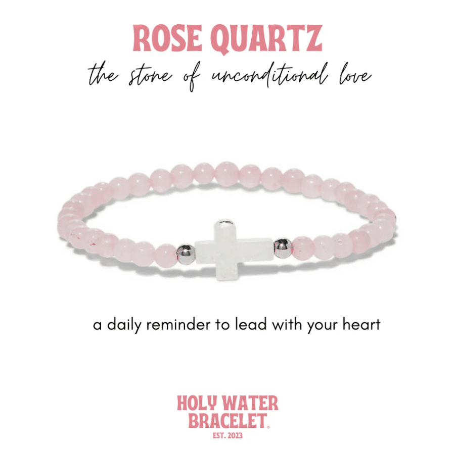Bracelet-Holy Water-Kids-Cross-Rose Quartz