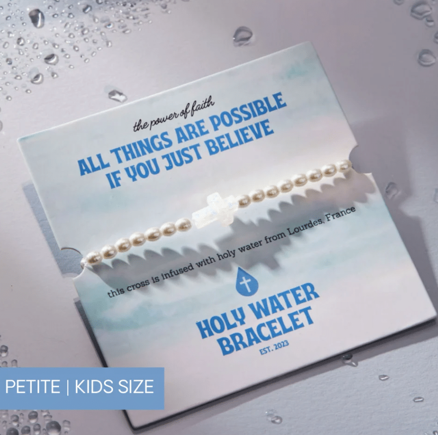 Bracelet-Holy Water-Kids-Cross-Pearl