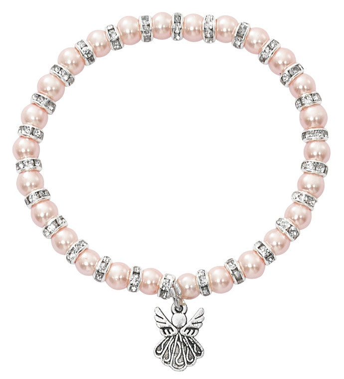 Bracelet/Pink Pearl/Stretch/Angel/5.5"