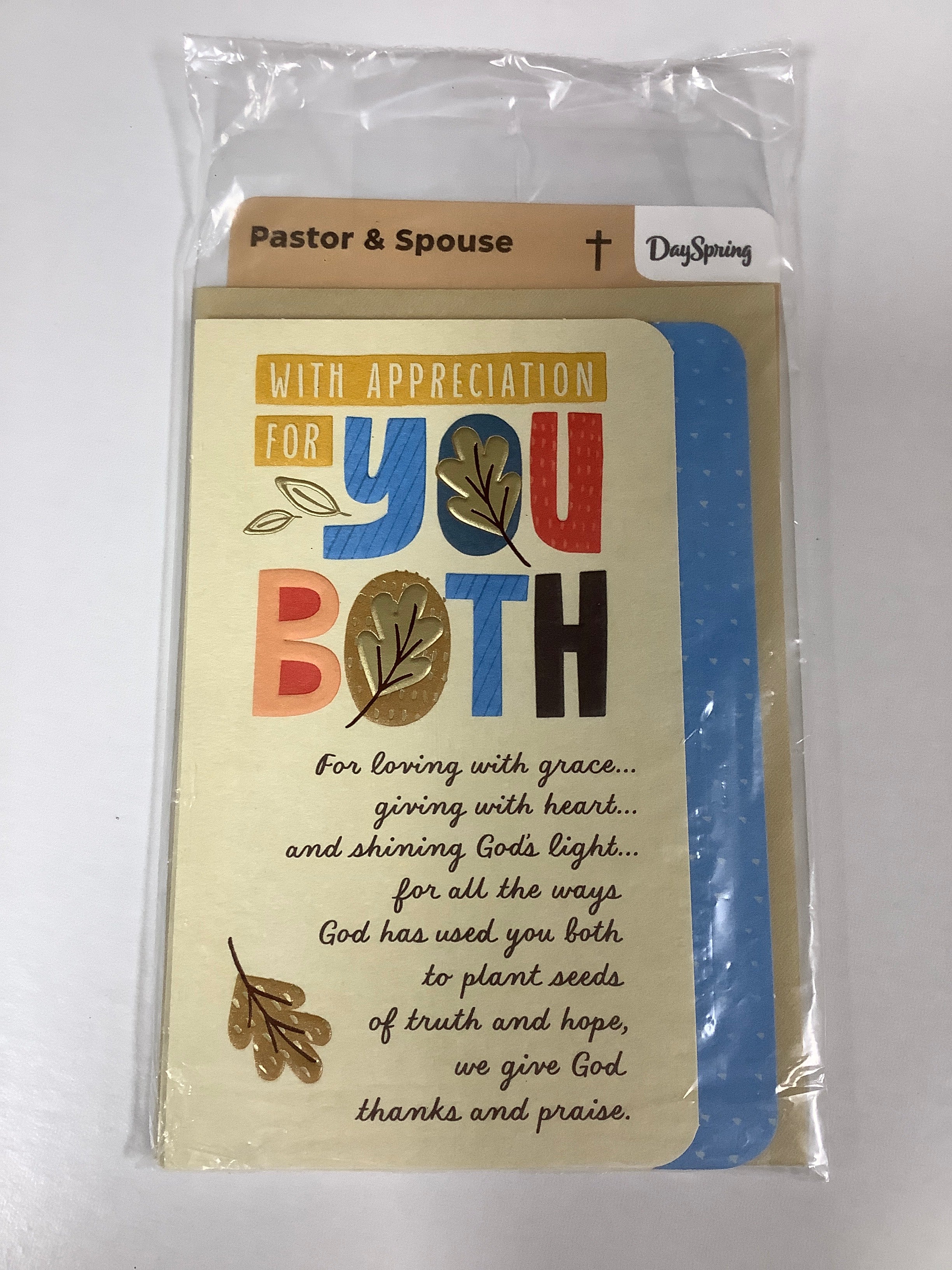 Card-Pastor & Spouse-Lettering & Leaf-U4478