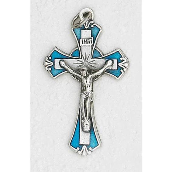 Crucifix/Aqua Blue Enamel