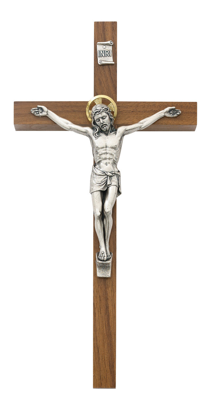 Crucifix-Walnut-8"-W/Halo