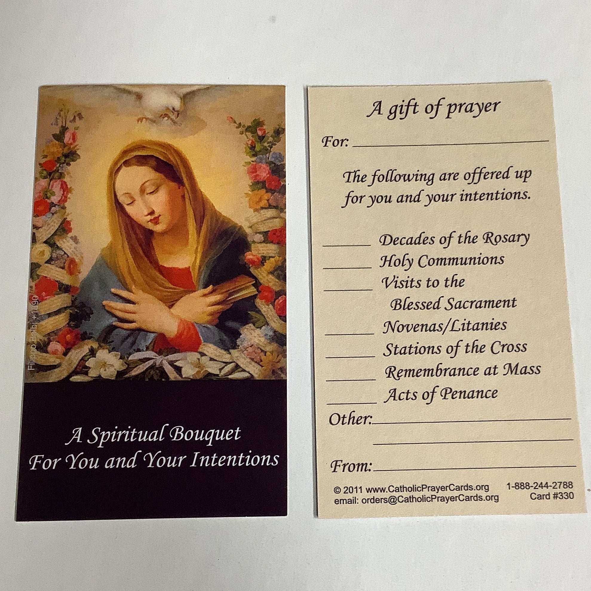 BM-#330/CPC-Spiritual Bouquet Holy Card