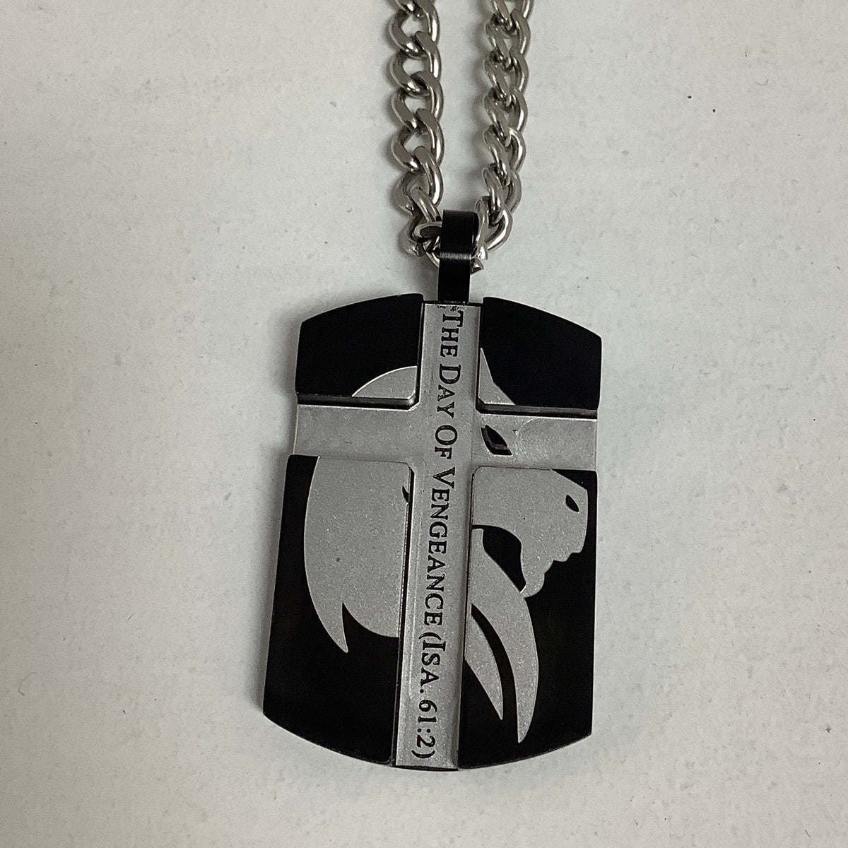 Necklace-Isa 61:2-Rev19:11-War Shield Cross-Horses-24"