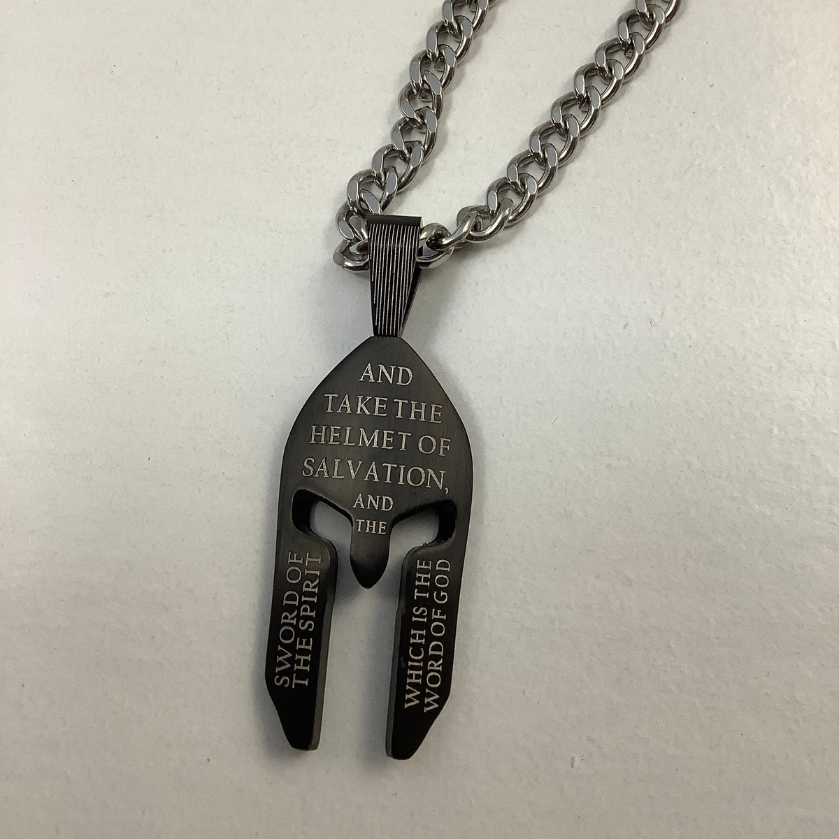 Necklace-Eph 6:17-Helmet of Salvation-Black-Armor of God-24"