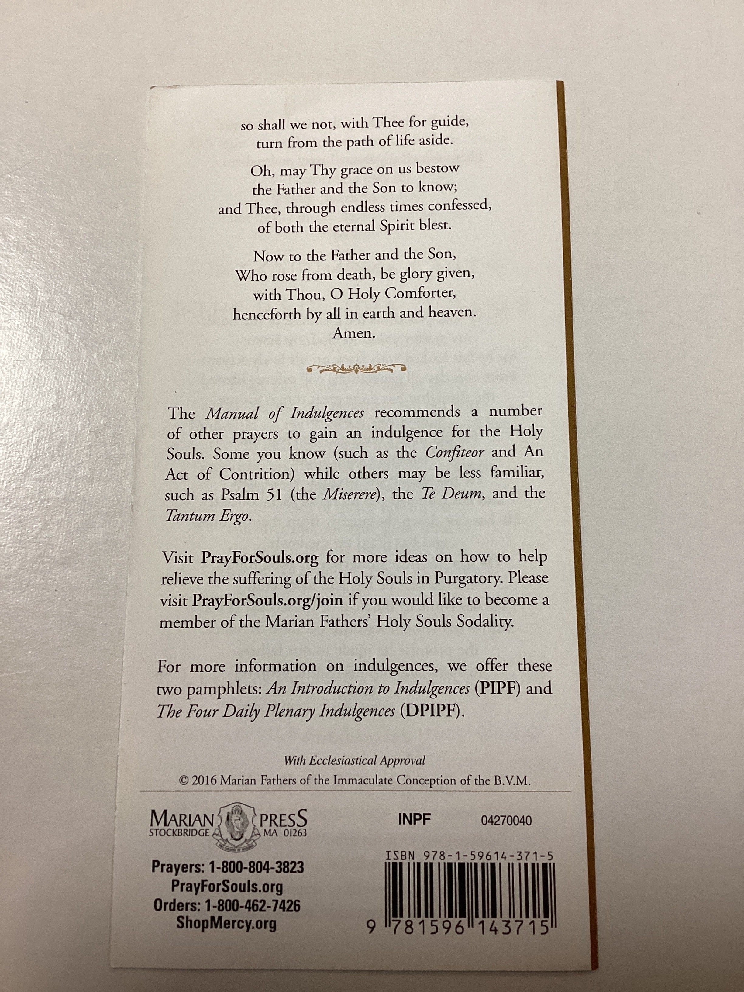 Pamphlet/Prayers with Partial Indulgences
