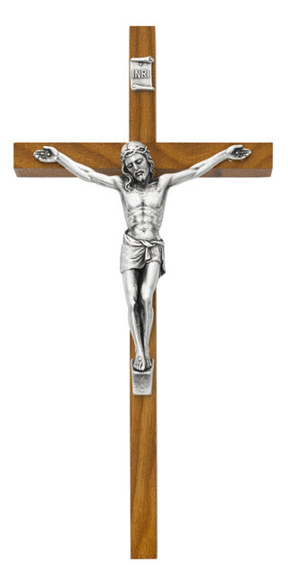 Crucifix/10"/Walnut/Sil Corpus