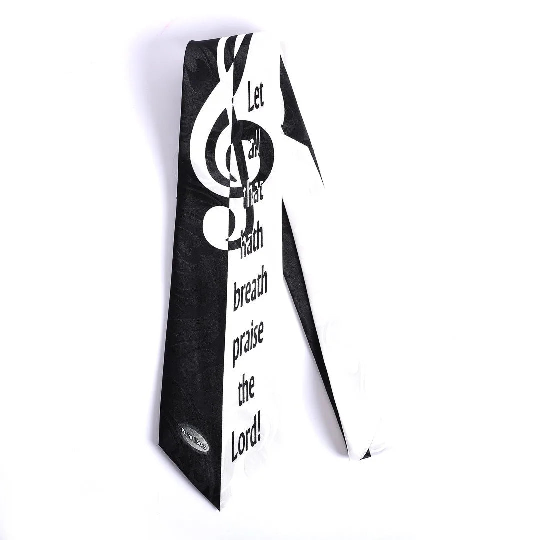 Tie-Polyester-Musical-All Praise Him-Blk-Wht
