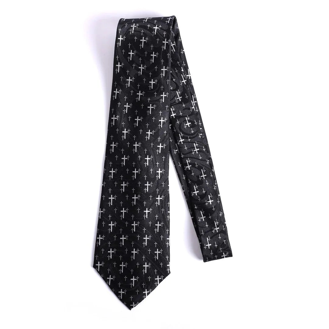Tie/Black/Floating Cross