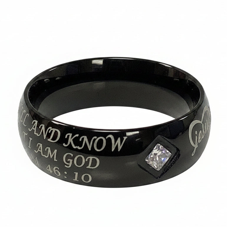 Ring-Psa 46:10-Black-Hope-Be Still