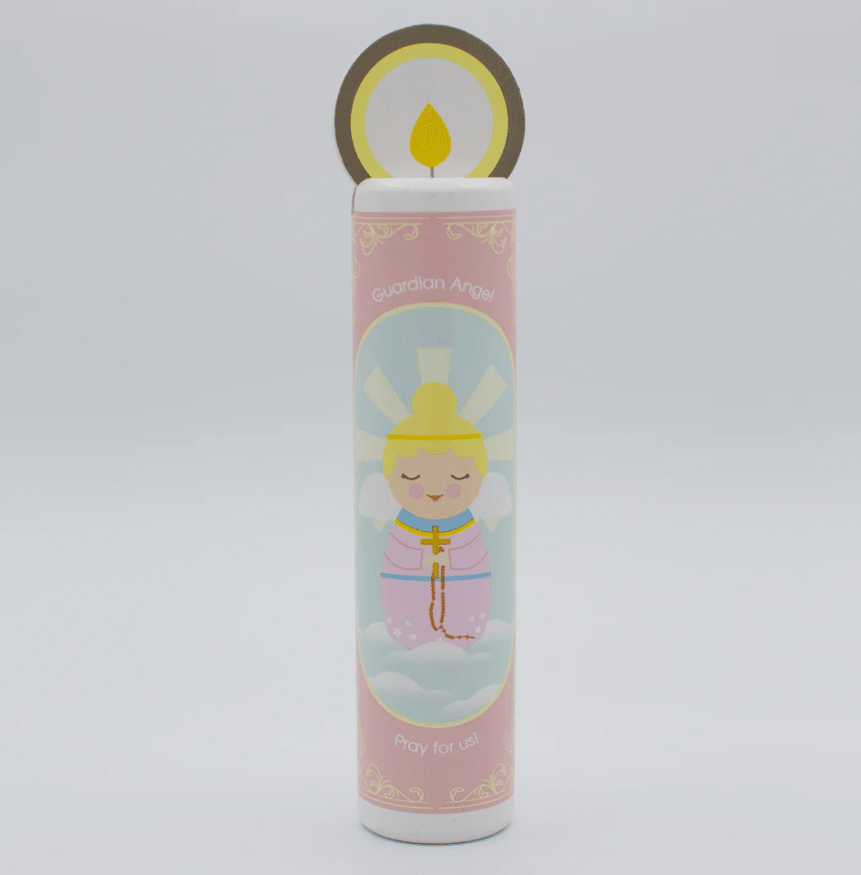 Toy-Wooden Candle-Guardian Angel-7"