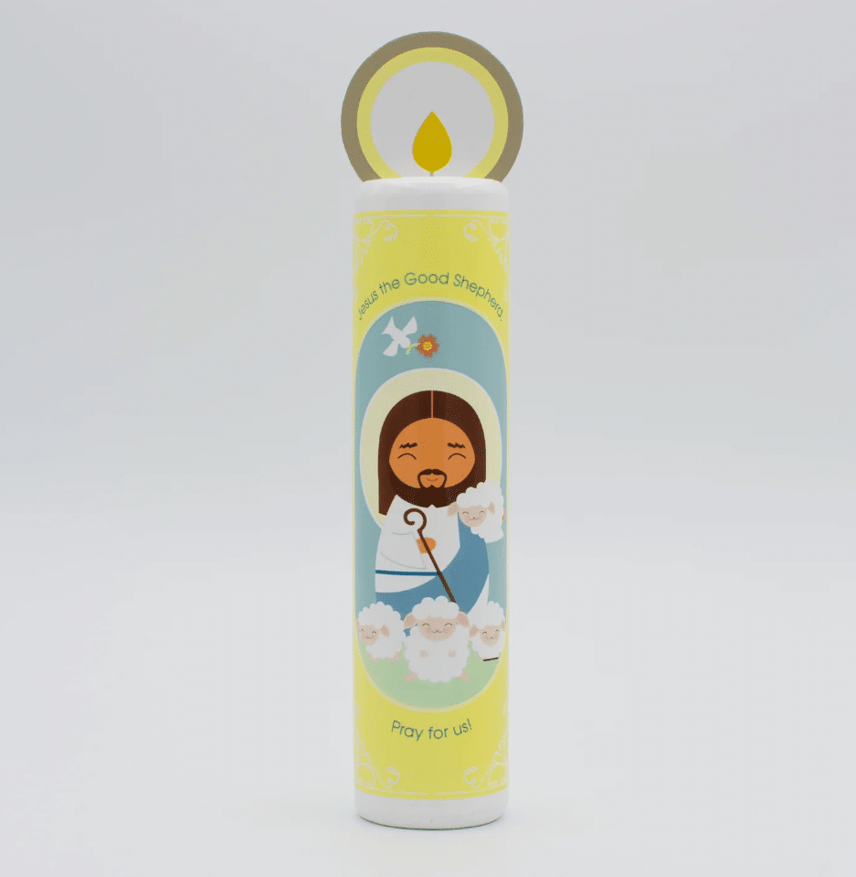 Toy-Wooden Candle-Jesus-Good Shepherd-7"