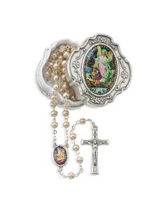 Rosary/White/KeepsakeBox/GA