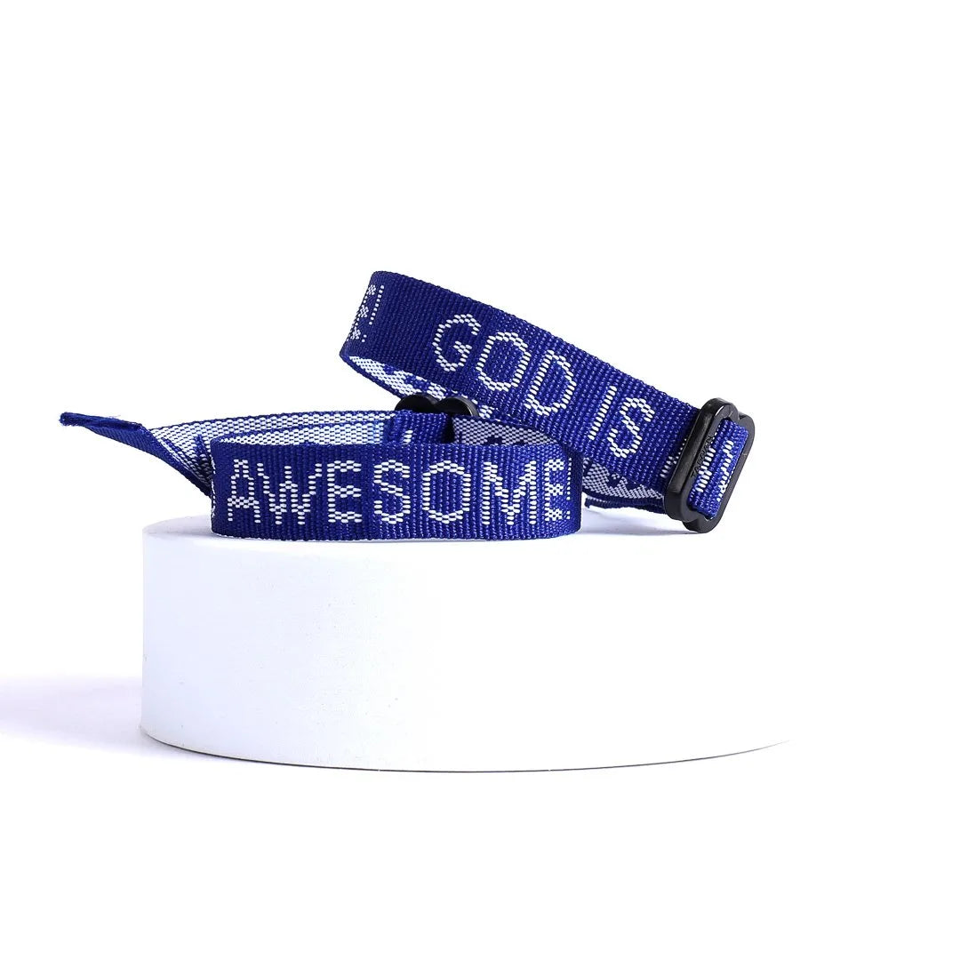 Bracelet-God Is Awesome-Woven-Royal Blue