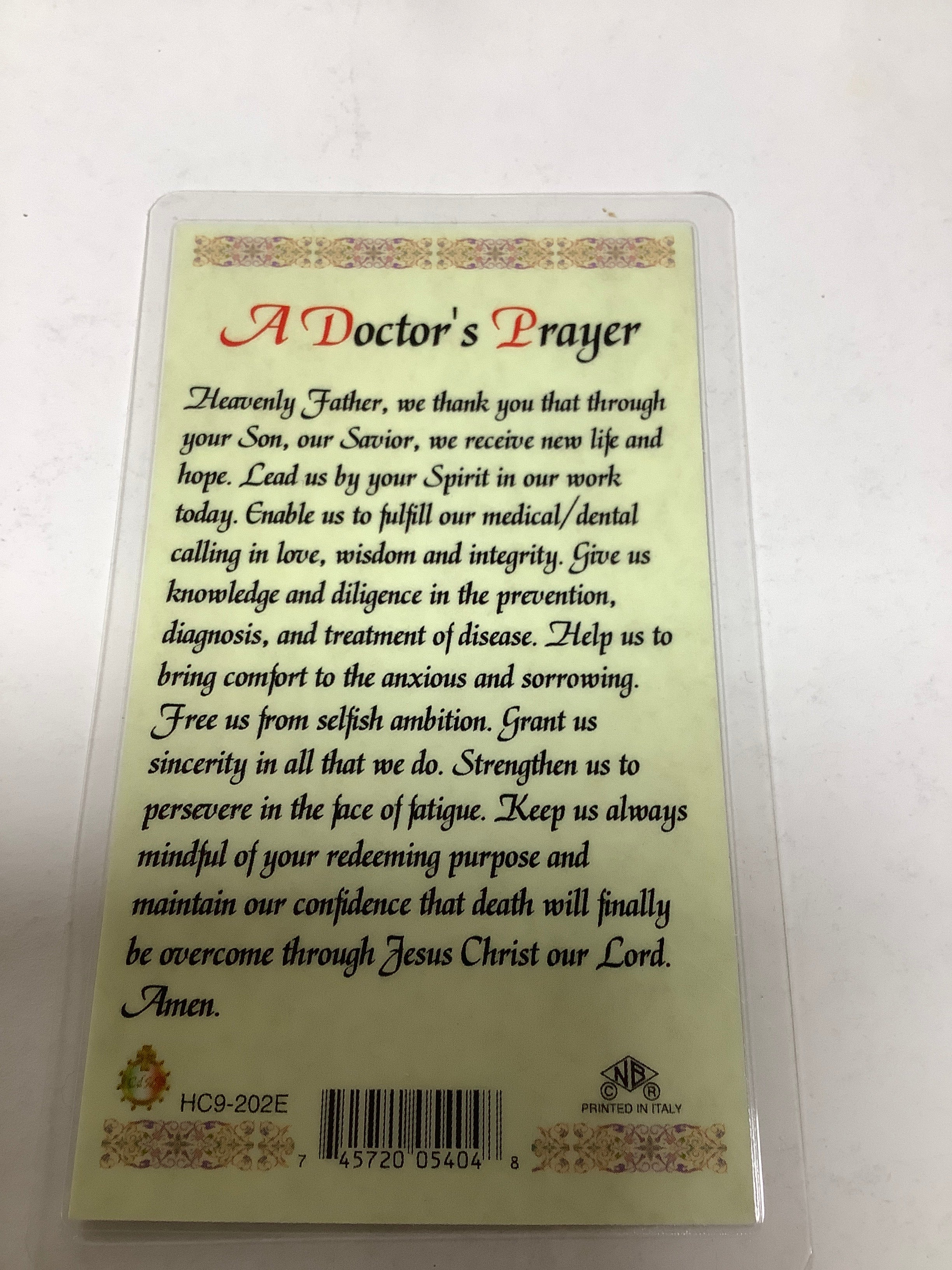 BM-laminated-A Doctor's Prayer-HC9-202E