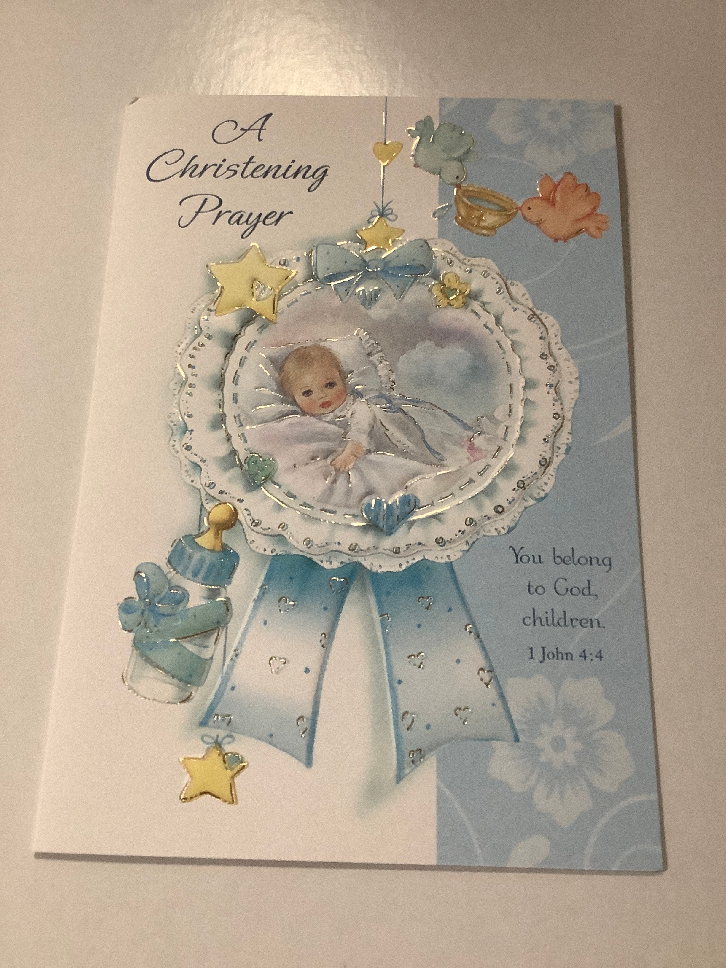 Card/Christening Prayer/Blue