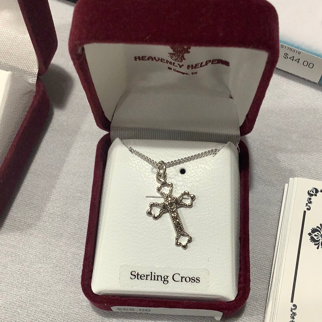 Necklace/SS/18"/CZ Cross