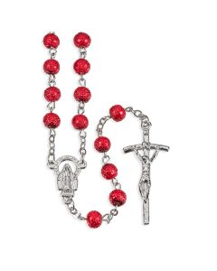 Rosary-Red Hammered Beads-6mm