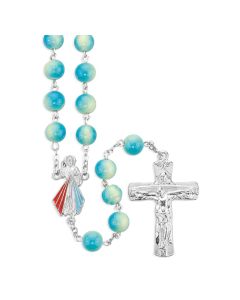 Rosary-Divine Mercy-Two-Tone Aqua Dyed Stone-8mm