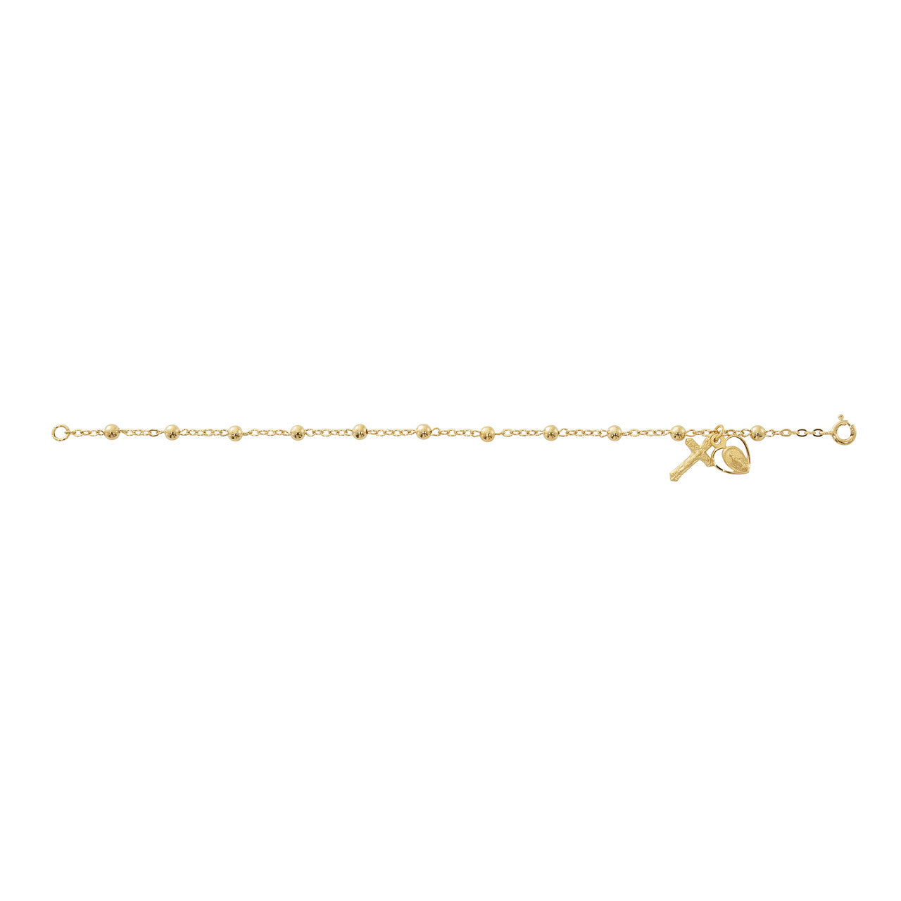 Bracelet-4mm Gold-SS-7 1/2"-Crucifix-Miraculous Medal