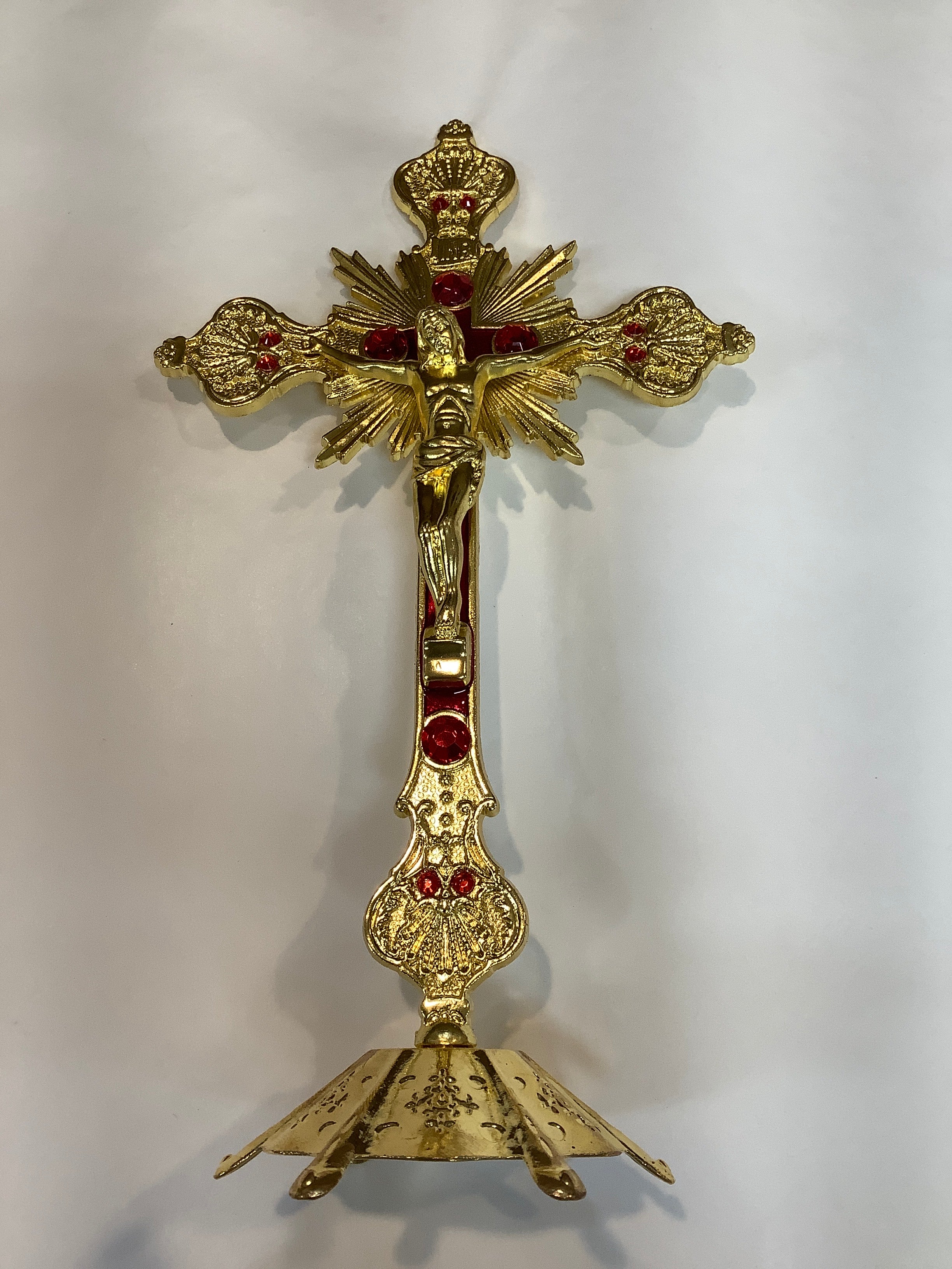 Crucifix-Gold-W/Stand-9.5"