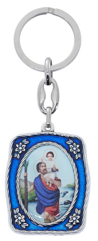 Keychain-St Christopher-Blue Enamel