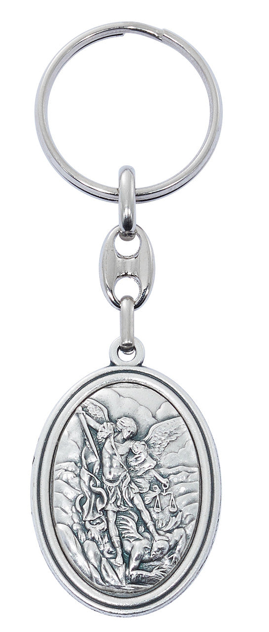KeyChain-St Michael-Silver