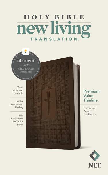 Bible-NLT-Premium Value Thinline-Dark Brown Cross
