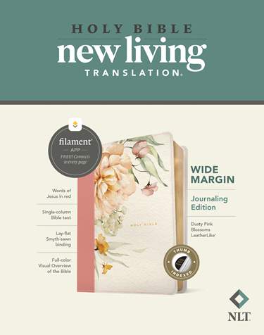 Bible-NLT-Wide Margin-Dusty Pink Blossoms