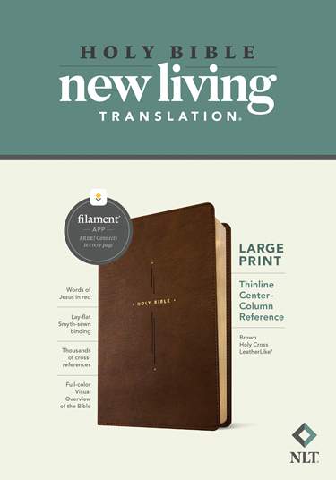 Bible-NLT-Thinline-Large Print-Brown Holy Cross